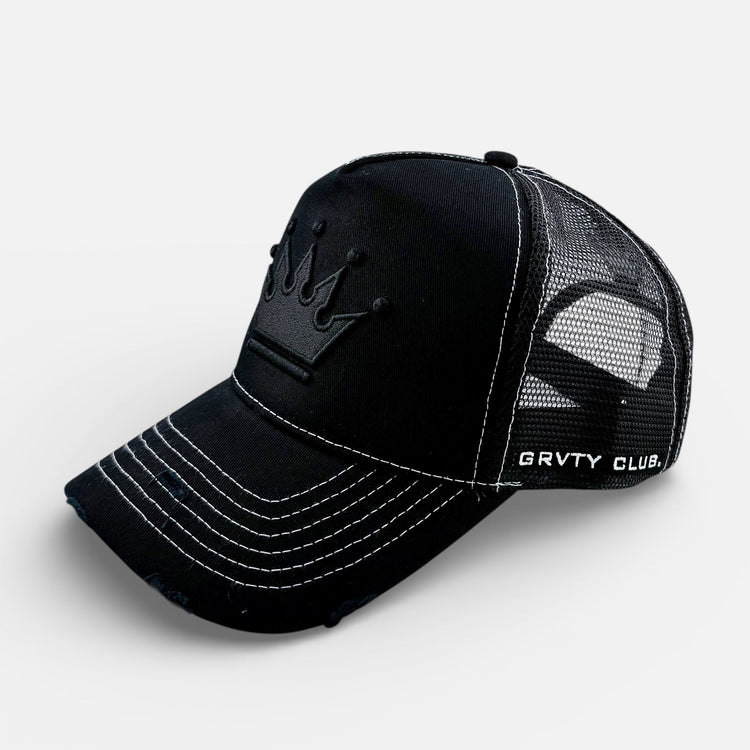 BLACK CROWN TRUCKER CAP - GRVTY CLUB.