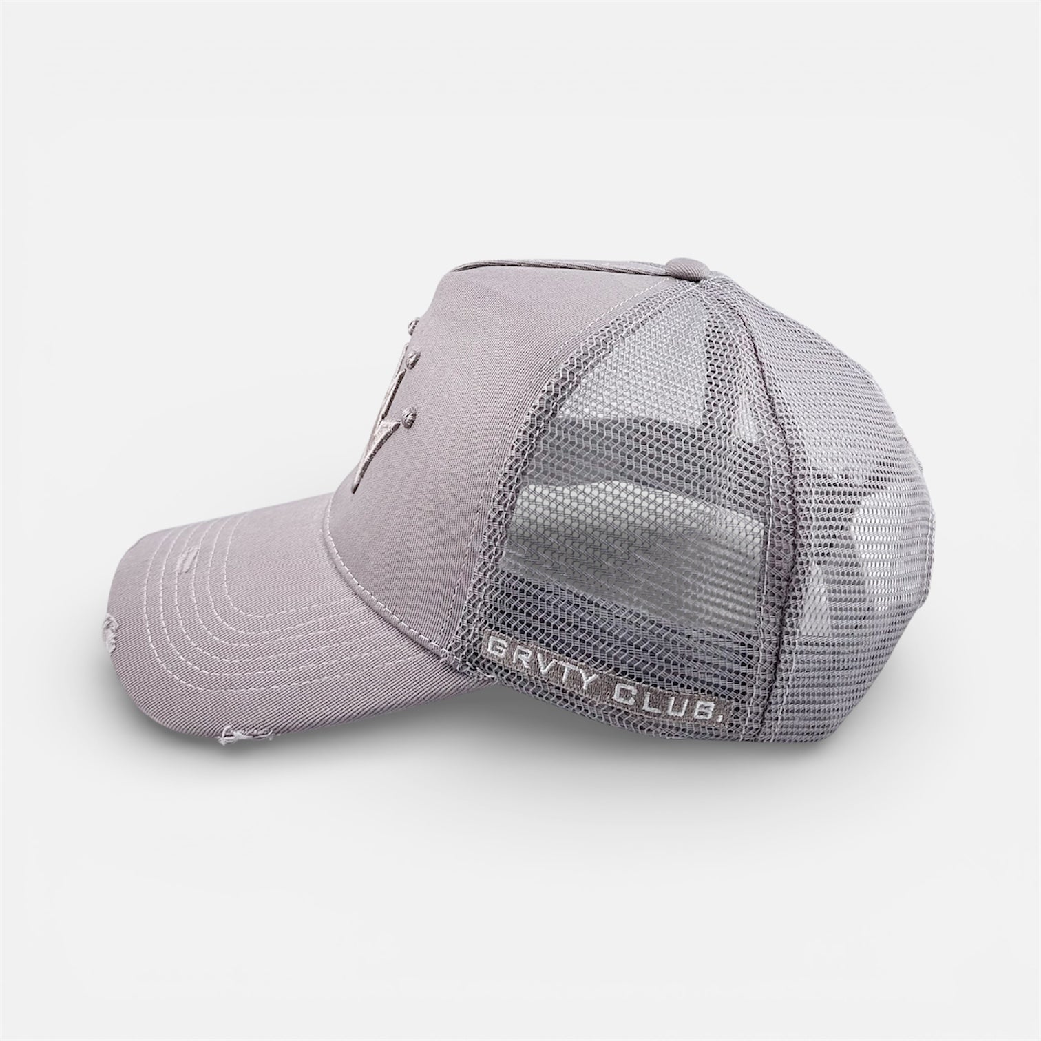 GREY CROWN TRUCKER CAP - GRVTY CLUB.