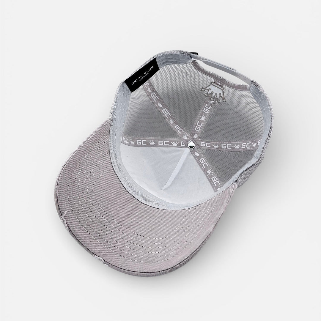 GREY CROWN TRUCKER CAP - GRVTY CLUB.