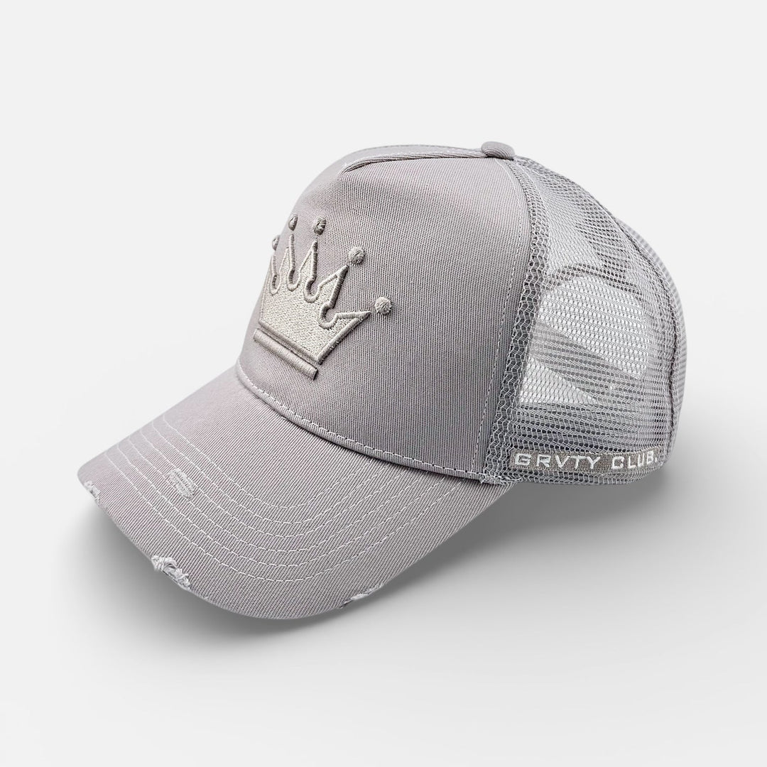 GREY CROWN TRUCKER CAP - GRVTY CLUB.