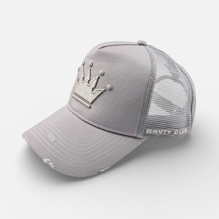 GREY CROWN TRUCKER CAP - GRVTY CLUB.