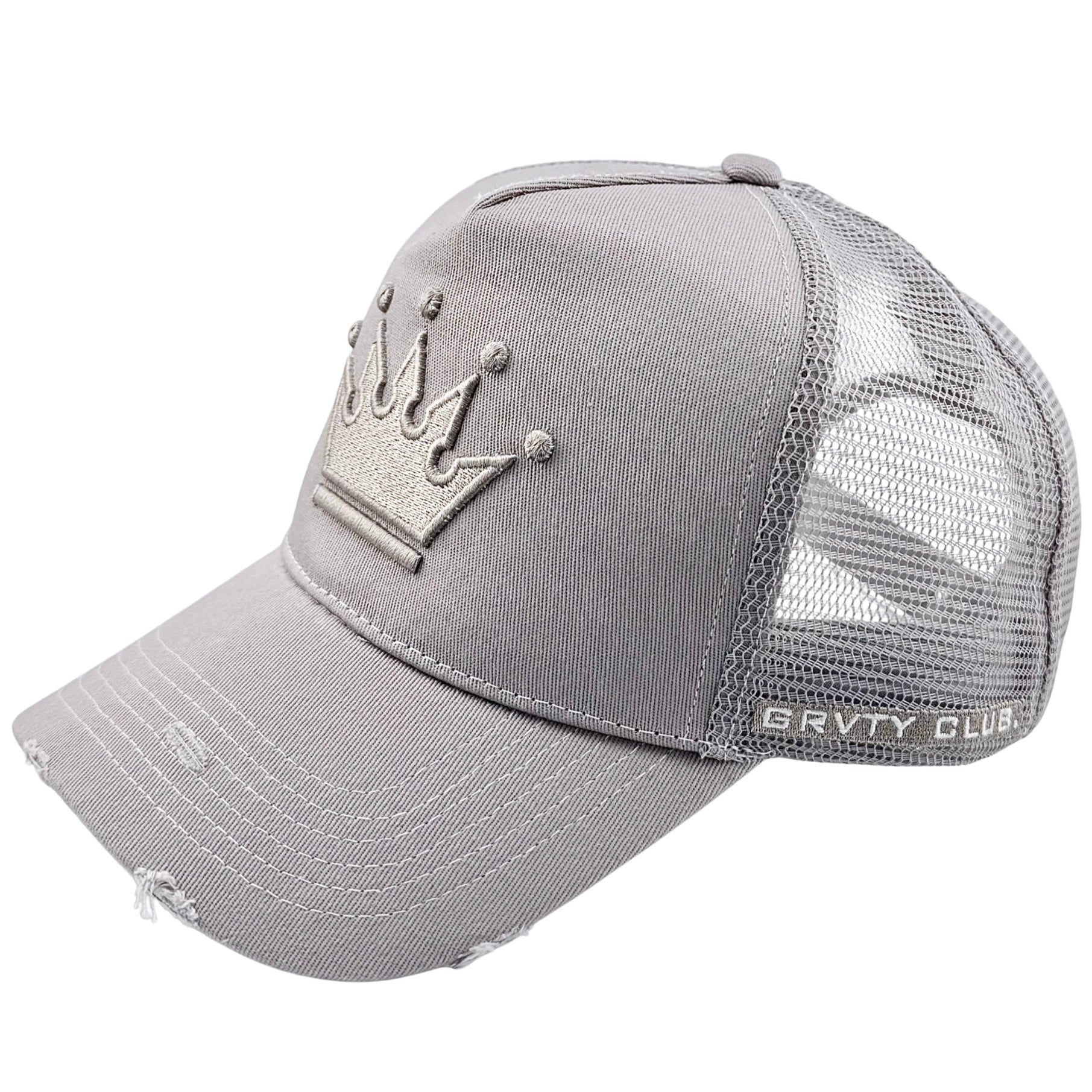 GREY CROWN TRUCKER CAP - GRVTY CLUB.